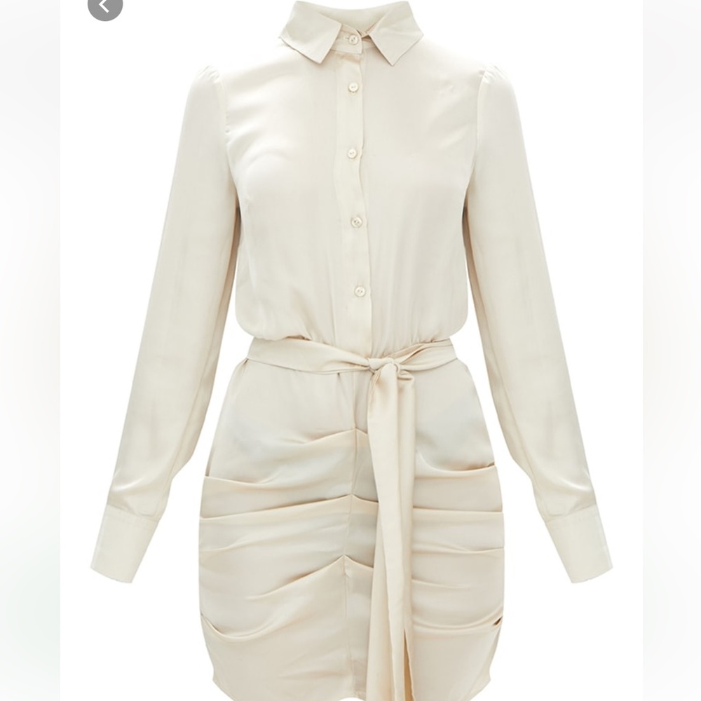 Champagne Satin Ruched Dress